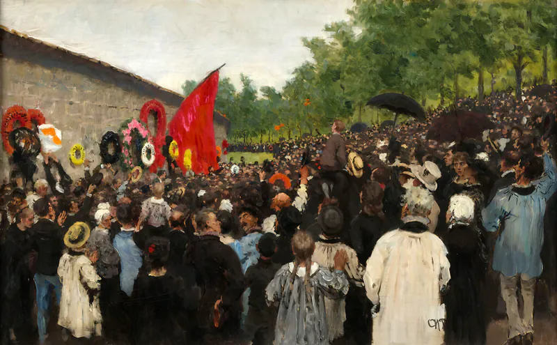 Годовой поминальный митинг у Стены коммунаров на кладбище Пер-Лашез в Париже
