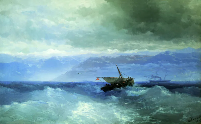 Кавказские горы с моря