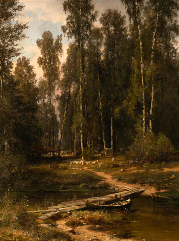 На краю березовой рощи. Мостик к лесозаготовке