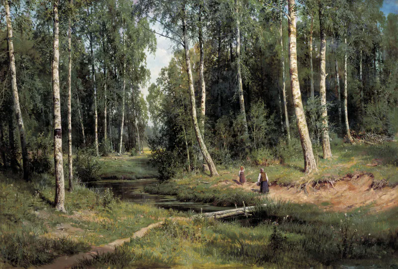 Ручей в берёзовом лесу
