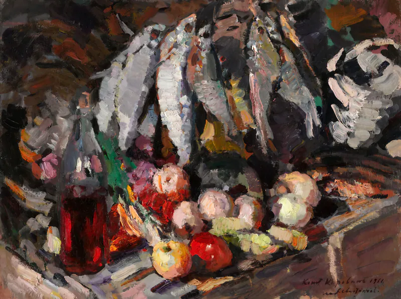 Рыбы, вино и фрукты