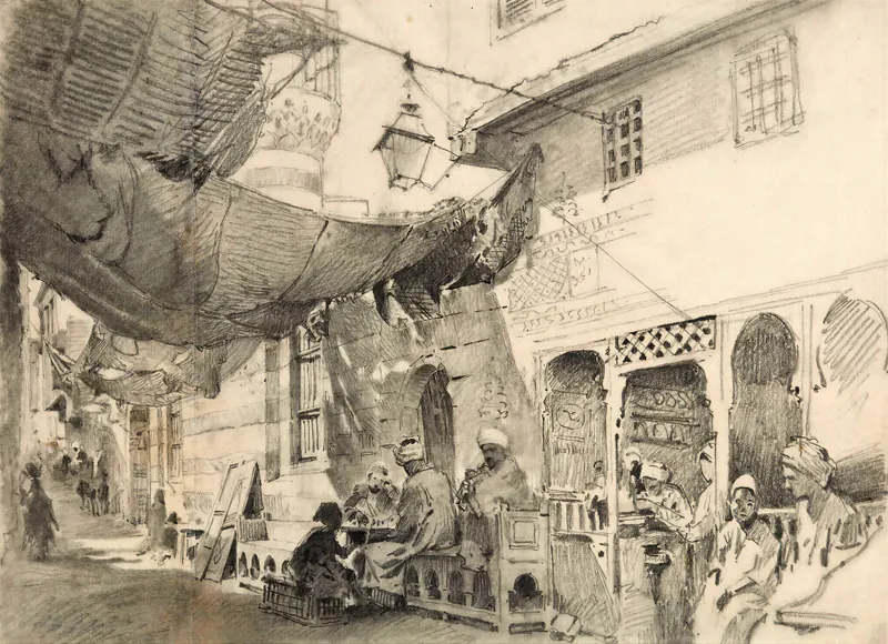 Улица в Каире. 1870-е. Этюд к картине «Возвращение священного ковра из Мекки в Каир»
