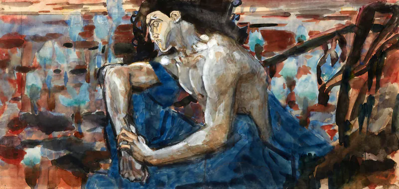 Демон (сидящий). Эскиз одноименной картины