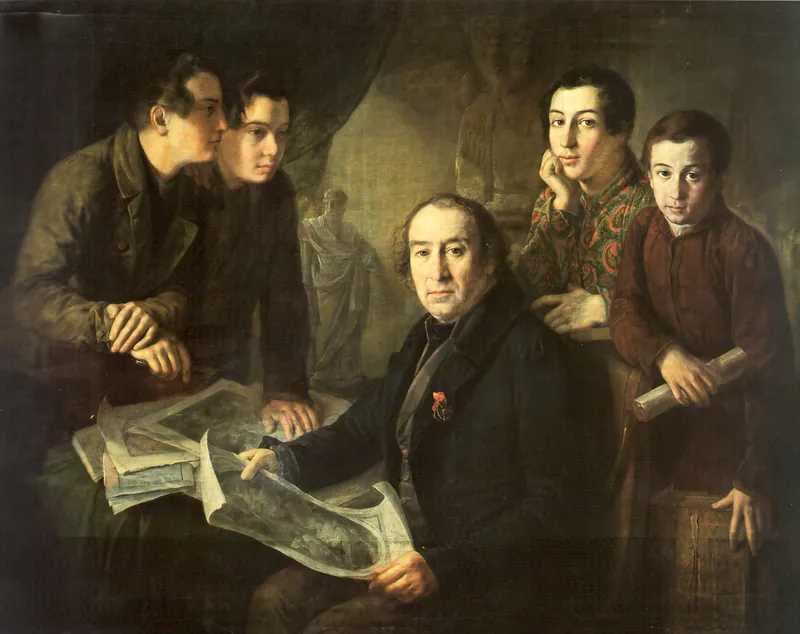 Портрет А. В. Ступина с учениками