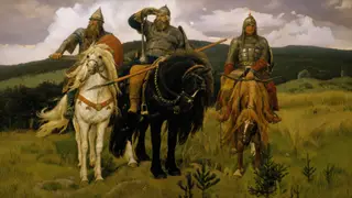 Обои с картиной шедевра мировой живописи на мониторе компьютера, формат 16:9