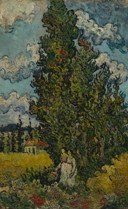 Кипарисы и две женщины
